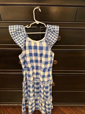 Crewcuts Blue and White Gingham Tiered Ruffle Dress